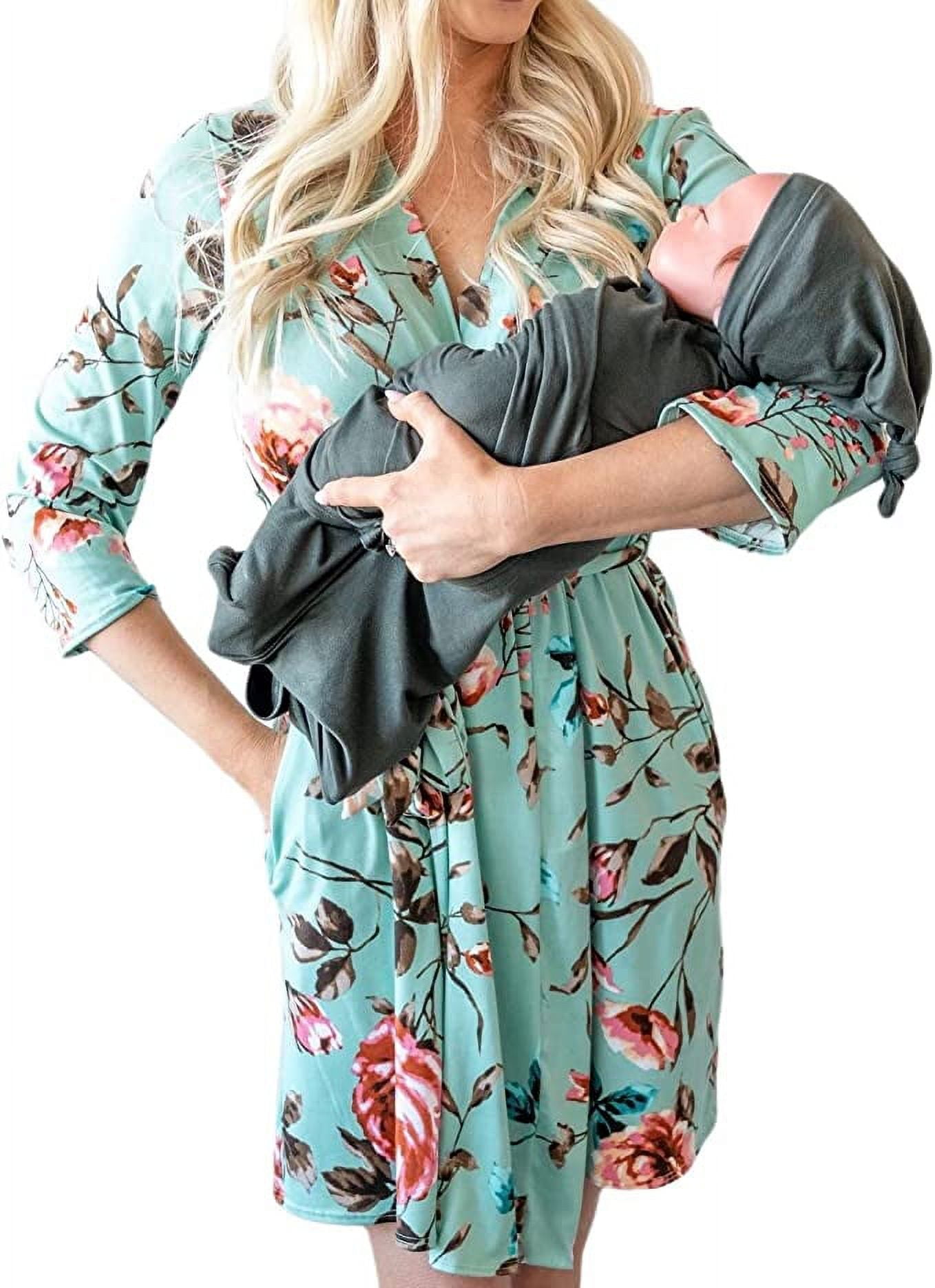 Little Adam and Eve Mommy and Me Robe and Baby Swaddle Set, Maternity