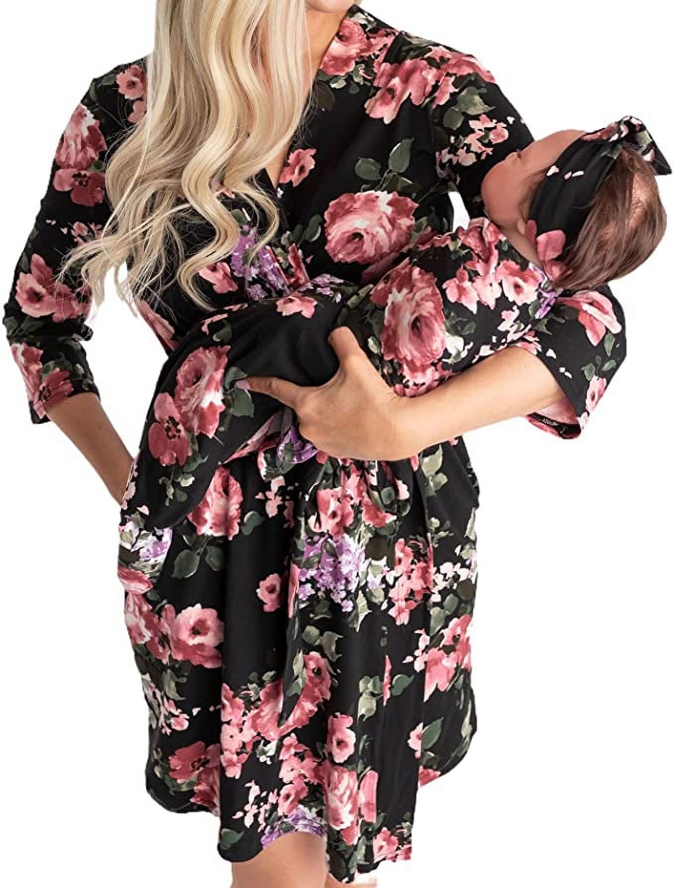 Little Adam and Eve Mommy and Me Robe and Baby Swaddle Set, Maternity