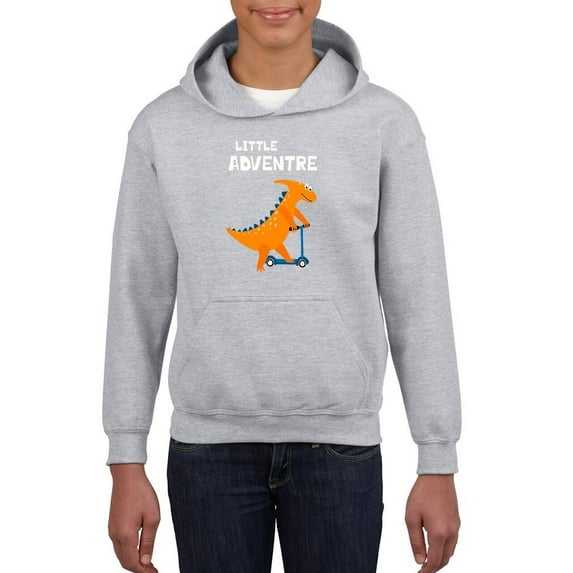 Little Adventure Dino On Scooter Hoodie Juniors -Image by Shutterstock, Large