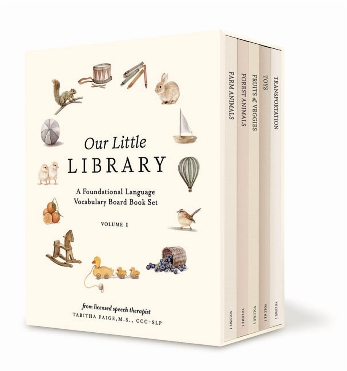 Tabitha Paige Children's Book Our Little Library: A Foundational Language Vocabulary Board Book Set for Babies, Including Farm &amp; Forest Animals, F, (Paperback)