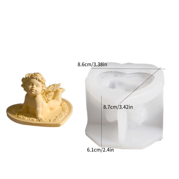 Little Angel Cheek-Resting Heart-Shaped Storage Box Plaster Mold Heart Angel Series Carved Jewelry Box Silicone Mold