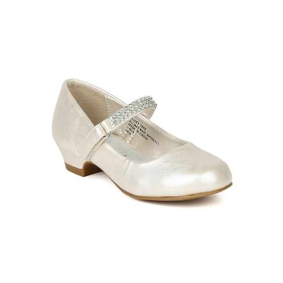 Little Angel Daisy-759E New Girl Round Rhinestone Strap Kiddie Heel Pump