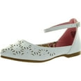 thumbnail image 1 of Little Angel Girls Lola-731E Leatherette Perforated Ankle Strap Ballet Flat Sandal, 1 of 4