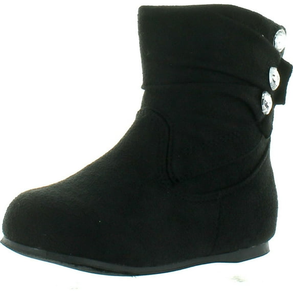 Little Angel Ice-788D Suede Round Toe Pleated Jewel Riding Boot, Camel, 1