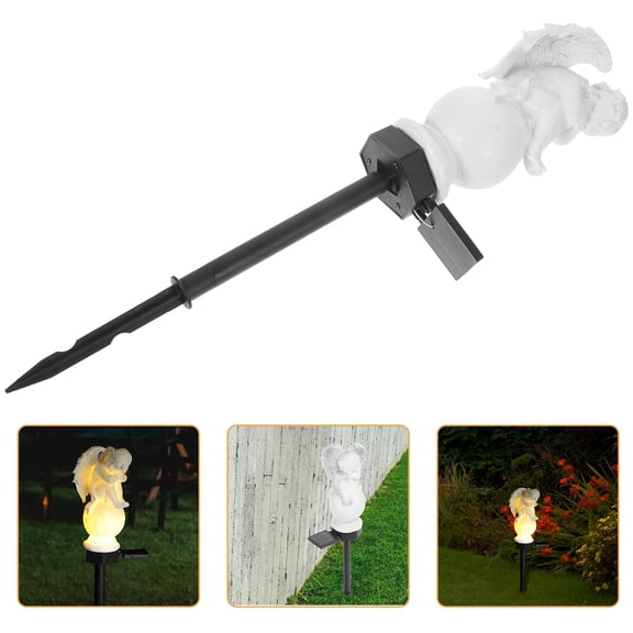 HEALEEP Garden Ornament Solar Lights Decorative Outdoor Resin White 1Pack