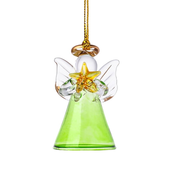 Little Angel Pendant Glass Angel Ornaments for Window Decor,for Home/Car Decoration & Porch Decor & Hangings Crystal Glass Ornament, Gift for Mom Women,Fruit Green