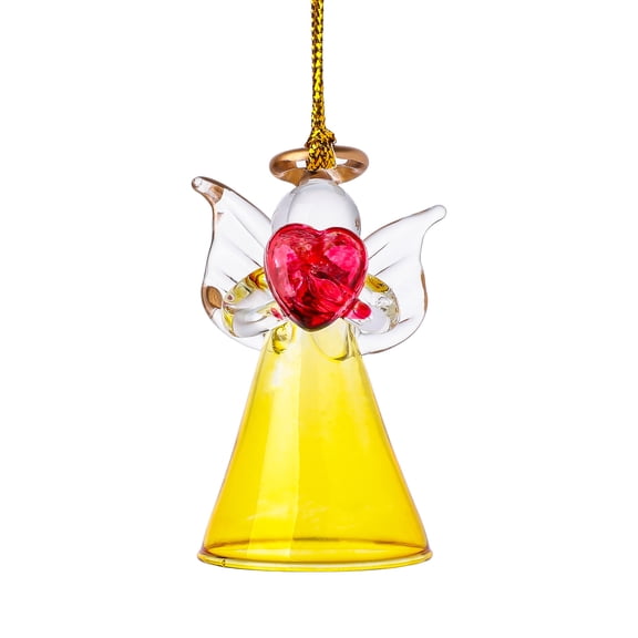 Little Angel Pendant Glass Angel Ornaments for Window Decor,for Home/Car Decoration & Porch Decor & Hangings Crystal Glass Ornament, Gift for Mom Women,Golden Yellow