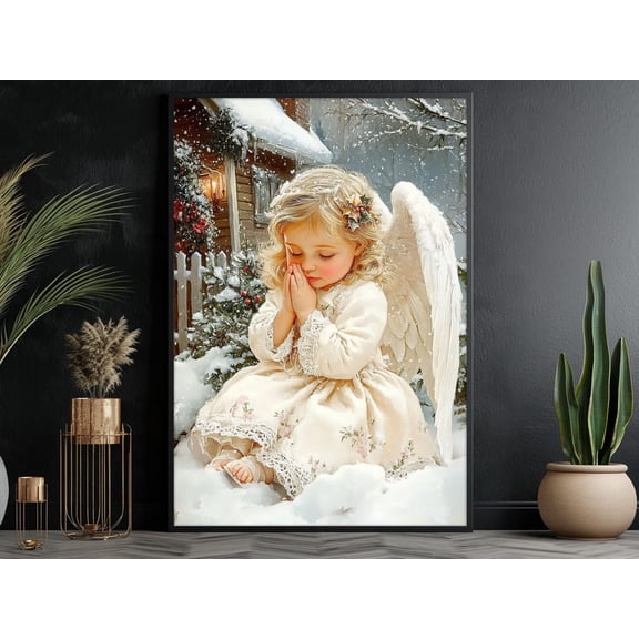 Little Angel Praying Wall Art Print, Religious Christmas Decor