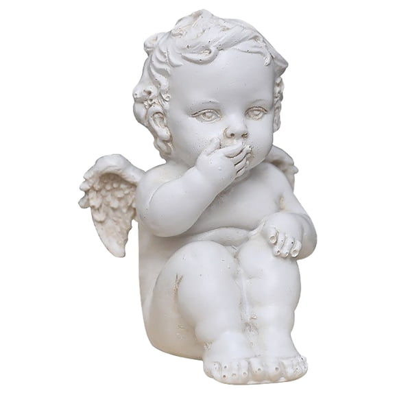 Little Angel Statue Mini Resin Figure Adorable Sculpture Musical Cherub Figurine Shelves Decoration Home Decor
