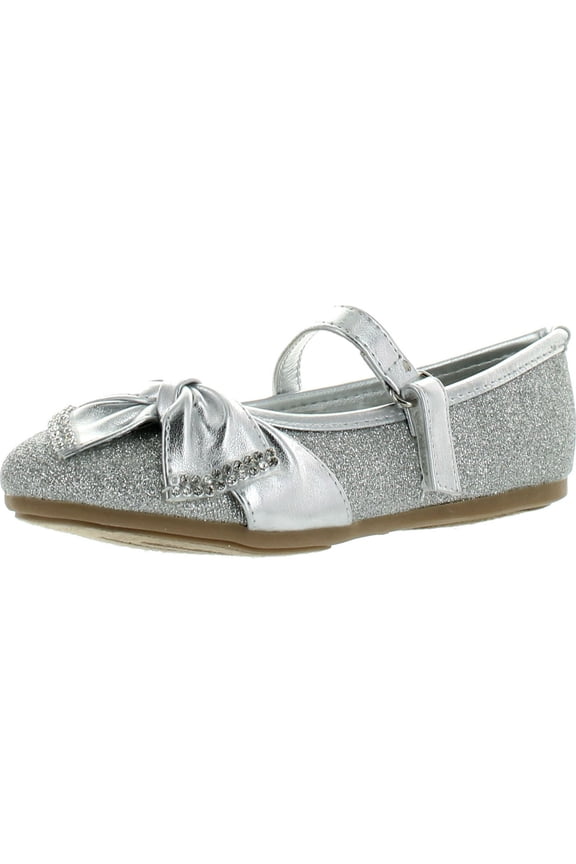 Teshi-729E Kid Girls Glittering Middle Strap Studed Dress Flats