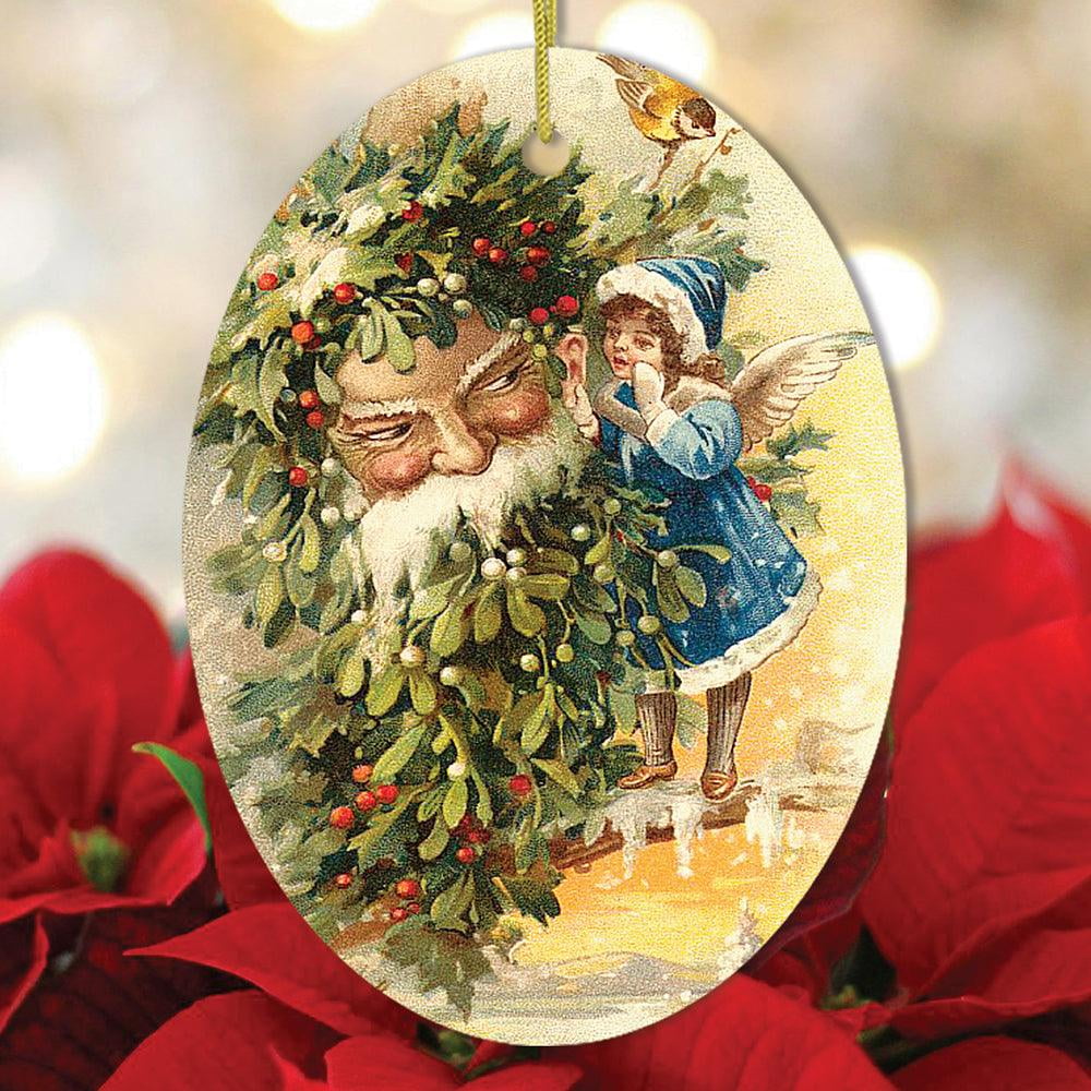Little Angel and Father Santa Claus Victorian Vintage Christmas