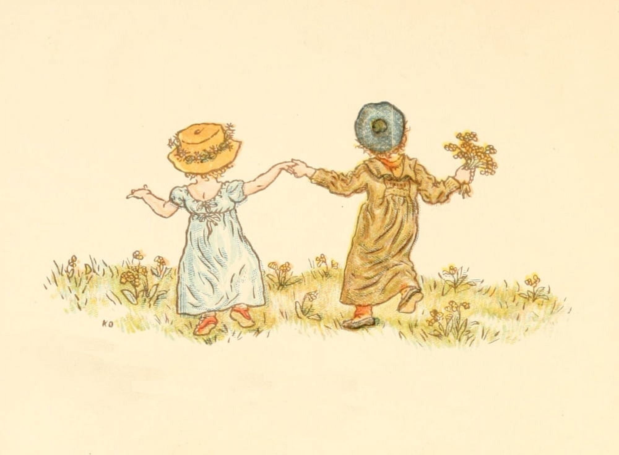 Little Ann & other Poems 1890 Dancing children Canvas Art - Kate Greenaway (24 x 36)