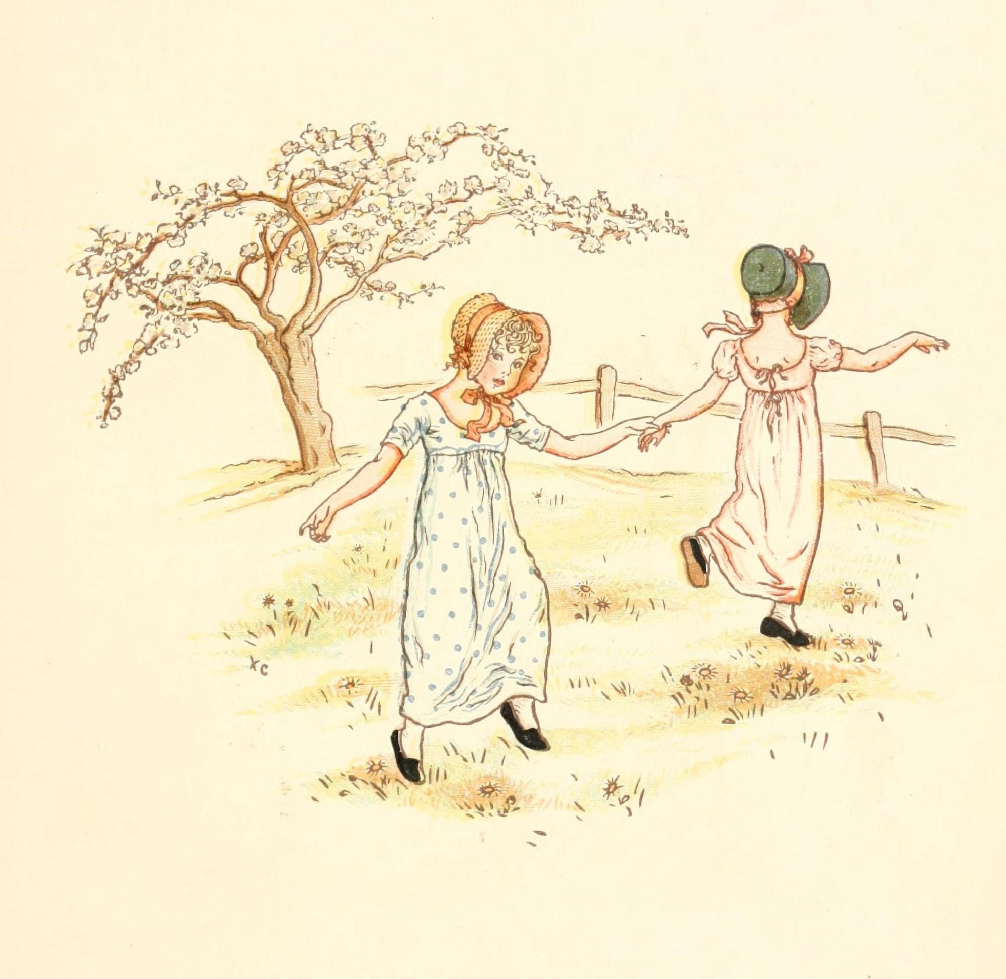 Little Ann & other Poems 1890 Dancing in the meadow Canvas Art - Kate Greenaway (24 x 36)