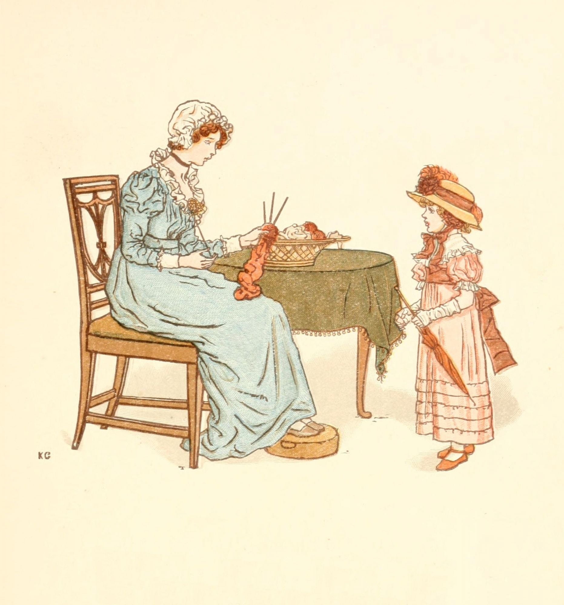 Little Ann & other Poems 1890 Knitting Canvas Art - Kate Greenaway (18 x 24)