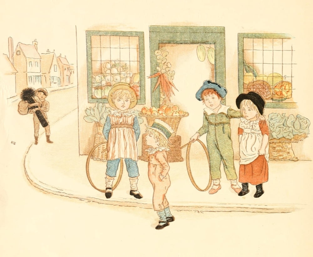 Little Ann & other Poems 1890 Playing in the street Canvas Art - Kate Greenaway (18 x 24)