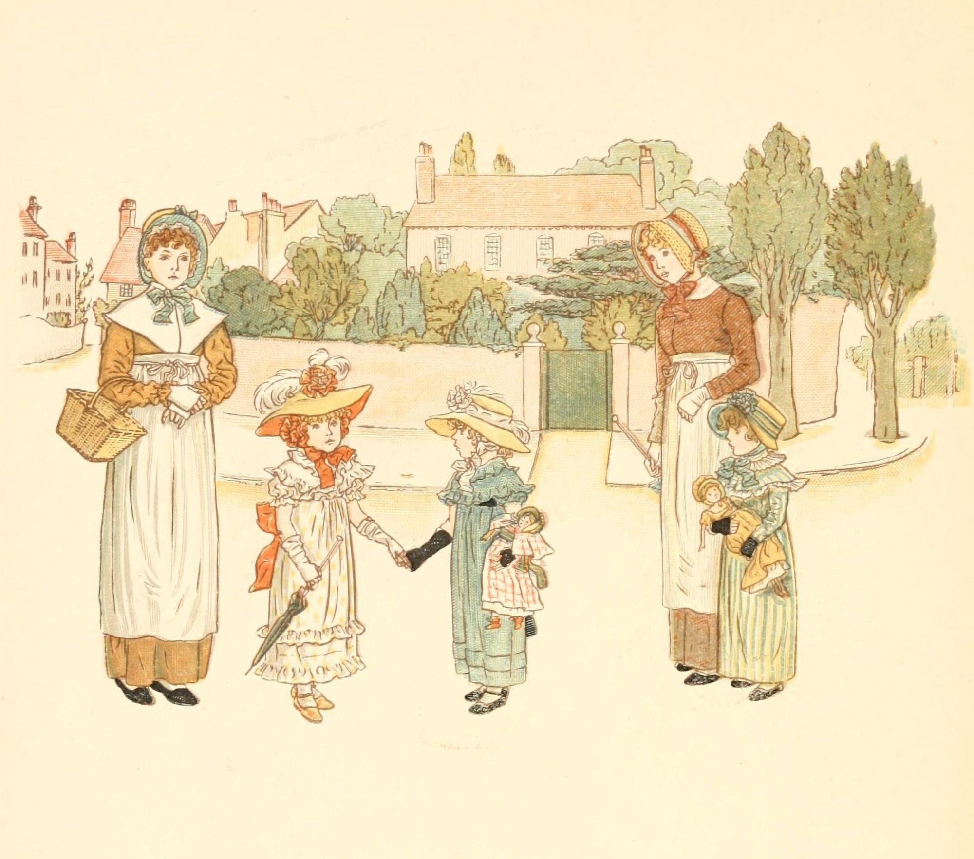 Little Ann & other Poems 1890 Thw wooden doll & the wax doll Canvas Art - Kate Greenaway (18 x 24)