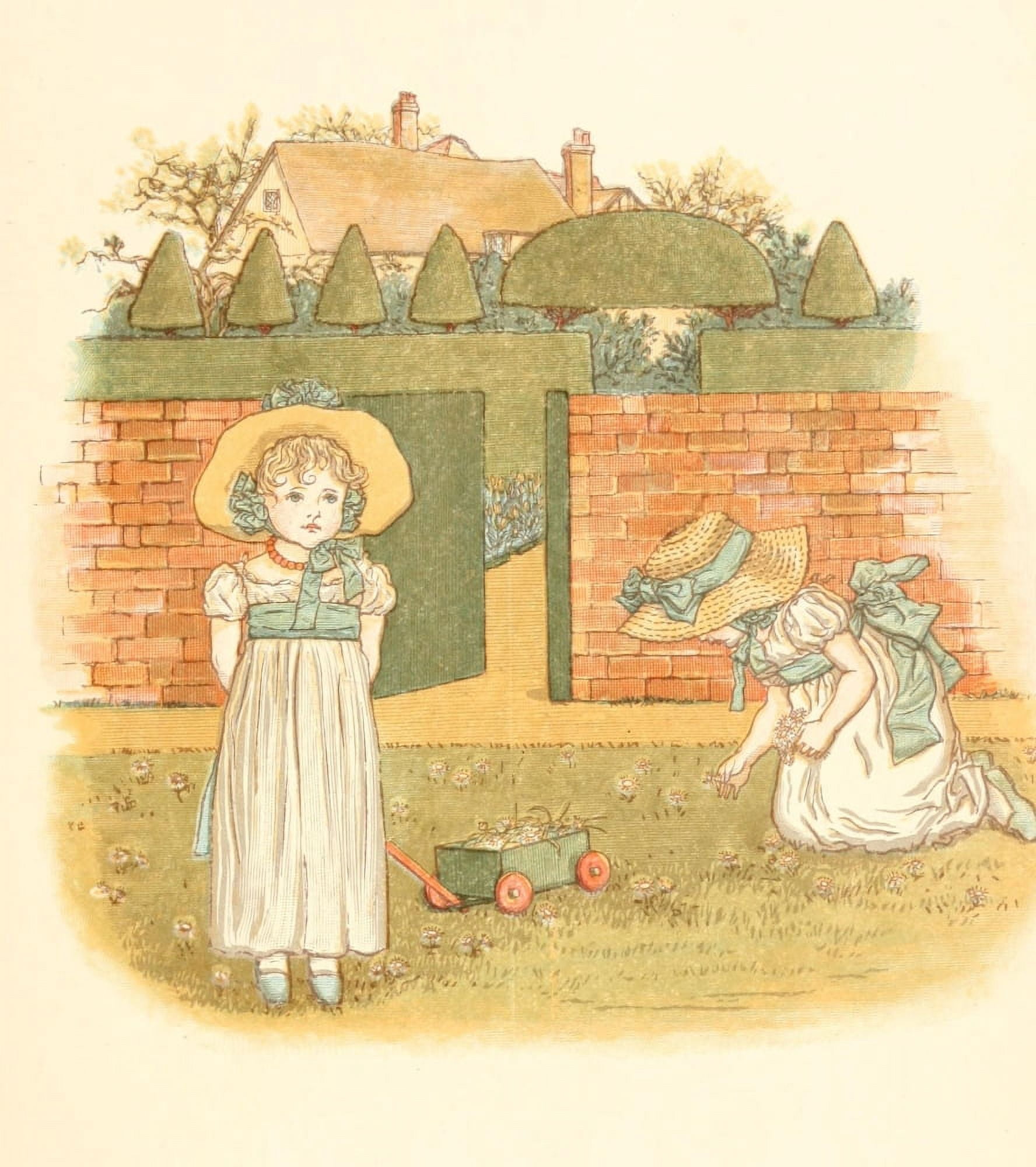 Little Ann & other Poems 1890 Walled garden Canvas Art - Kate Greenaway (18 x 24)