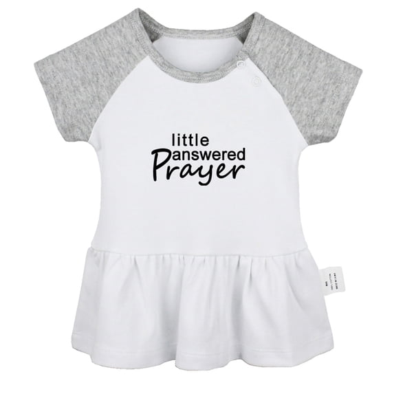 Little Answered Prayer Funny Dresses For Baby, Newborn Babies Skirts, Infant Princess Dress, 0-24M Kids Graphic Clothes (Gray Raglan Dresses, 0-6 Months)