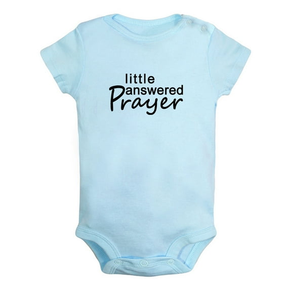 Little Answered Prayer Funny Rompers For Babies, Newborn Baby Unisex Bodysuits, Infant Jumpsuits, Toddler 0-12 Months Kids One-Piece Oufits (Blue, 6-12 Months)