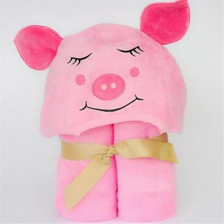 Little Ashkim BHTP002 Little Kid Piggy Hooded Bamboo Turkish Towel - Turquoise- 2T-5T