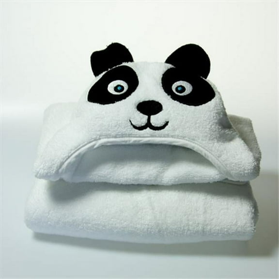 Little Ashkim HTP001 Baby Panda Hooded Turkish Towel - White- 0-24 Months