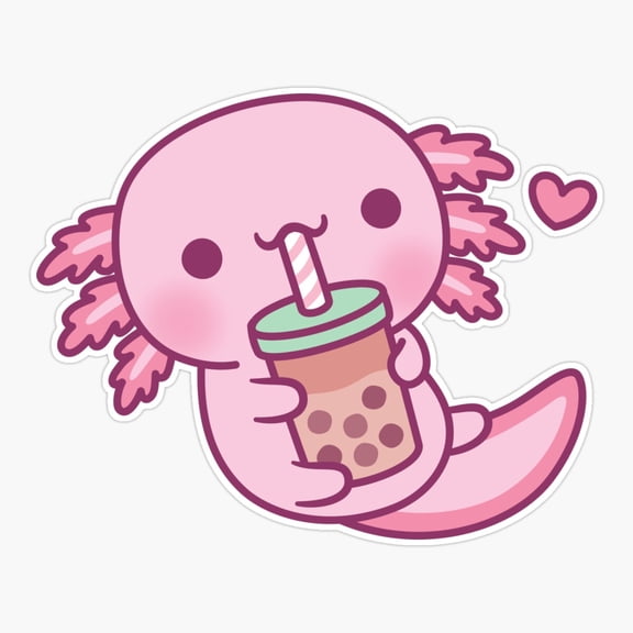 Little Axolotl Loves Bubble Tea Sticker