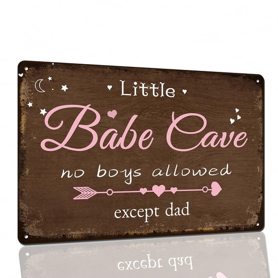 Little Babe Cave Door Sign Baby Girl Nursery Decor for Girls Baby Girl Nursery Room Wall Art Bedroom Living Room Kids Bedroom Decor Wall Art Size: 8 x 12 inch