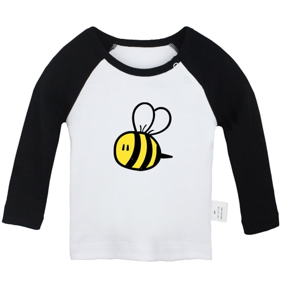 Little Baby Cute T shirt For Baby, Newborn Babies Animal Bee Sweet T-shirts, Infant Tops, 0-24M Kids Graphic Tees Clothing (Long Black Raglan T-shirt, 0-6 Months)