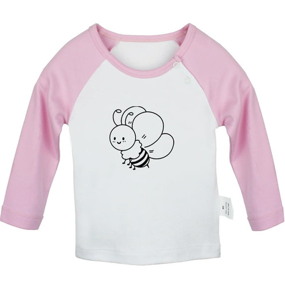 Little Baby Cute T shirt For Baby, Newborn Babies Animal Bee Sweet T-shirts, Infant Tops, 0-24M Kids Graphic Tees Clothing (Long Pink Raglan T-shirt, 0-6 Months)