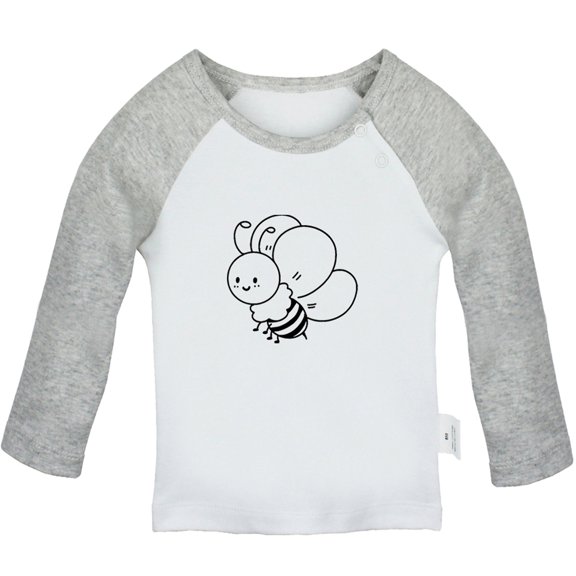 Little Baby Cute T shirt For Baby, Newborn Babies Animal Bee Sweet T-shirts, Infant Tops, 0-24M Kids Graphic Tees Clothing (Long Gray Raglan T-shirt, 12-18 Months)