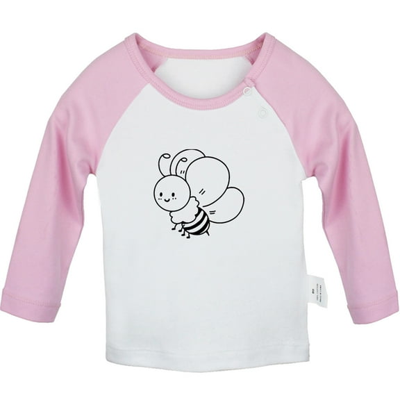 Little Baby Cute T shirt For Baby, Newborn Babies Animal Bee Sweet T-shirts, Infant Tops, 0-24M Kids Graphic Tees Clothing (Long Pink Raglan T-shirt, 12-18 Months)