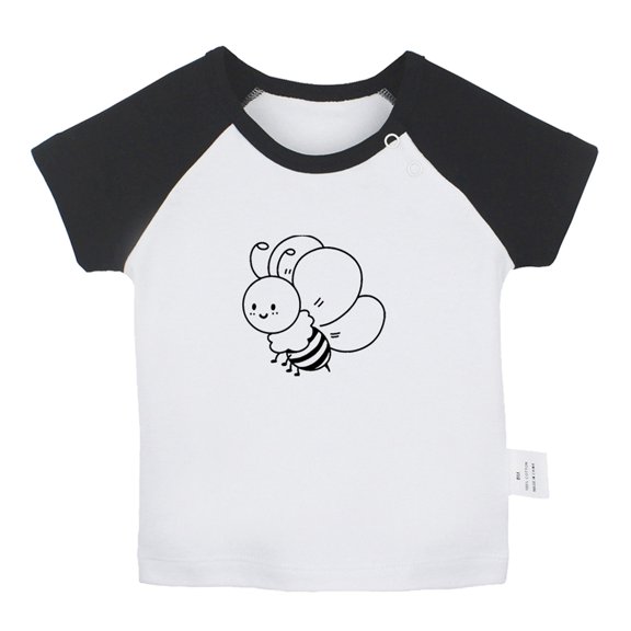Little Baby Cute T shirt For Baby, Newborn Babies Animal Bee Sweet T-shirts, Infant Tops, 0-24M Kids Graphic Tees Clothing (Short Black Raglan T-shirt, 18-24 Months)