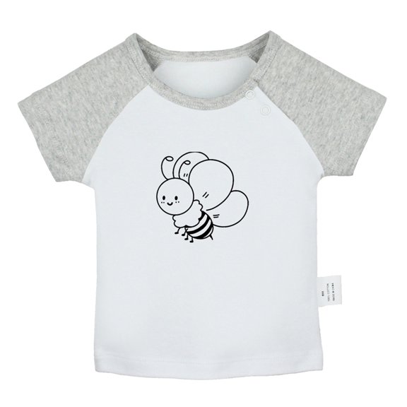 Little Baby Cute T shirt For Baby, Newborn Babies Animal Bee Sweet T-shirts, Infant Tops, 0-24M Kids Graphic Tees Clothing (Short Gray Raglan T-shirt, 18-24 Months)