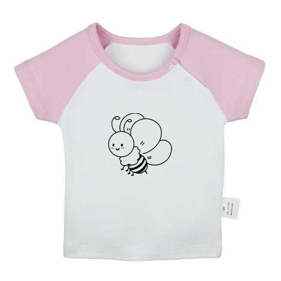Little Baby Cute T shirt For Baby, Newborn Babies Animal Bee Sweet T-shirts, Infant Tops, 0-24M Kids Graphic Tees Clothing (Short Pink Raglan T-shirt, 12-18 Months)