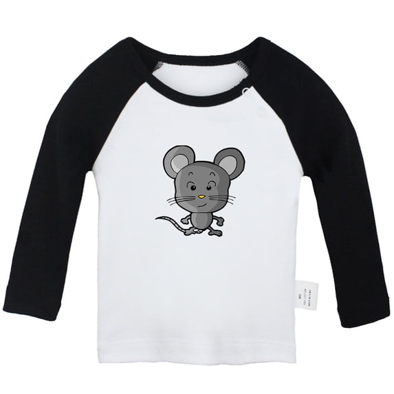 Little Baby Cute T shirt For Baby, Newborn Babies Animal Mouse T-shirts, Infant Tops, 0-24M Kids Graphic Tees Clothing (Long Black Raglan T-shirt, 18-24 Months)