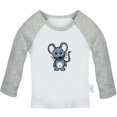 thumbnail image 1 of Little Baby Cute T shirt For Baby, Newborn Babies Animal Mouse T-shirts, Infant Tops, 0-24M Kids Graphic Tees Clothing (Long Gray Raglan T-shirt, 6-12 Months), 1 of 4