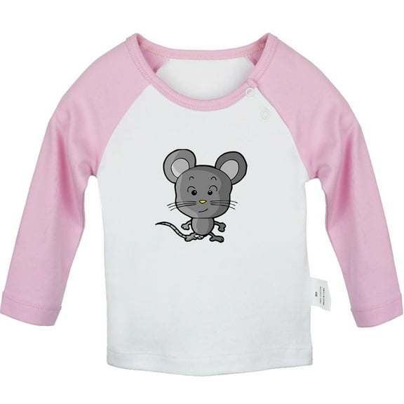 Little Baby Cute T shirt For Baby, Newborn Babies Animal Mouse T-shirts, Infant Tops, 0-24M Kids Graphic Tees Clothing (Long Pink Raglan T-shirt, 12-18 Months)