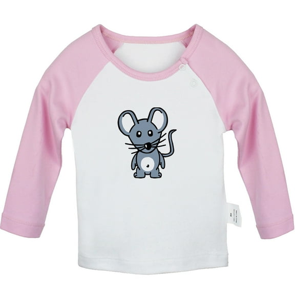 Little Baby Cute T shirt For Baby, Newborn Babies Animal Mouse T-shirts, Infant Tops, 0-24M Kids Graphic Tees Clothing (Long Pink Raglan T-shirt, 18-24 Months)