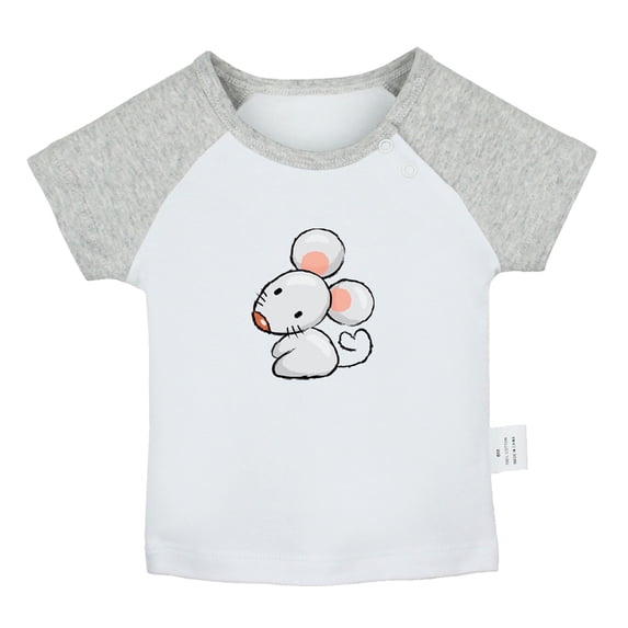 Little Baby Cute T shirt For Baby, Newborn Babies Animal Mouse T-shirts, Infant Tops, 0-24M Kids Graphic Tees Clothing (Short Gray Raglan T-shirt, 18-24 Months)