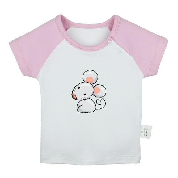 Little Baby Cute T shirt For Baby, Newborn Babies Animal Mouse T-shirts, Infant Tops, 0-24M Kids Graphic Tees Clothing (Short Pink Raglan T-shirt, 18-24 Months)
