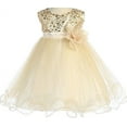 thumbnail image 1 of Little Baby Girl Dress Stunning Sequin Tulle Infant Toddler Flower Girl Dress Gold M (K31D5), 1 of 3