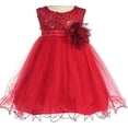 thumbnail image 1 of Little Baby Girl Dress Stunning Sequin Tulle Infant Toddler Flower Girl Dress Red L (K31D5), 1 of 3