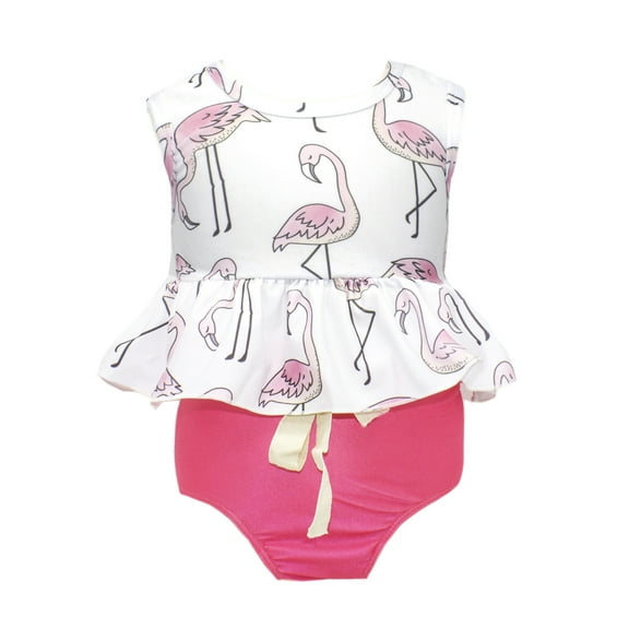 Little Baby Girls Flamingo Tankini 2 pcs Set Swimsuit Bathing Swimwear (6-12 Months)