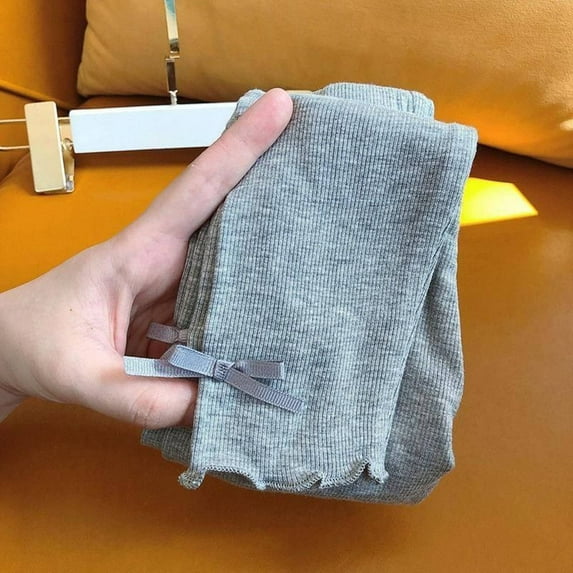 Little Baby Girls Knit Footless Tights with Ruffle Cute Cartoon Pattern Ankle Length Leggings for Kids 130cm grey