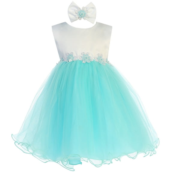 Little Baby Girls' Two Tone Tulle Newborn Party Infant Flower Girl Dress Aqua XL (J26K89)