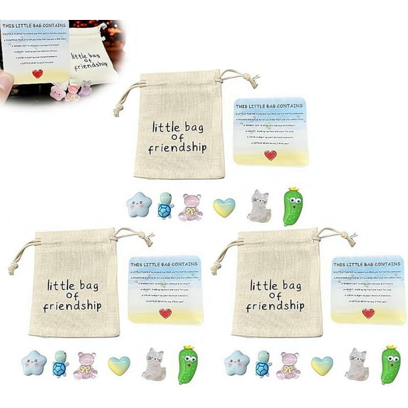 Little Bag Of Friendship Pouch Accessories Gifts Small Drawstring Bags For Best Friend Graduation Birthday Galentines Day Long Distance(3Pcs)