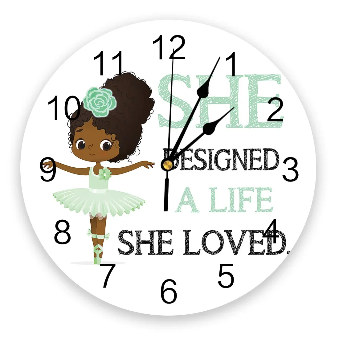 Little Ballerina Girl Inspirational Pink Wall Clock Living Room Bedroom ...
