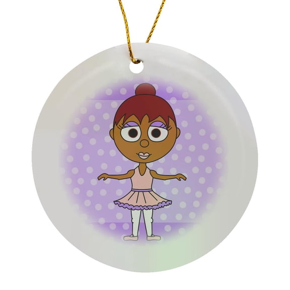 3drose, Little Ballerina – Hispanic Second Position, Circle Porcelain Ornament