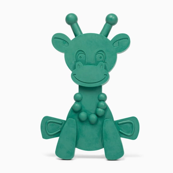 Bambeado 100% Natural Baltic Amber Baby Teether Toy, Soothing Rubber Giraffe (Green)