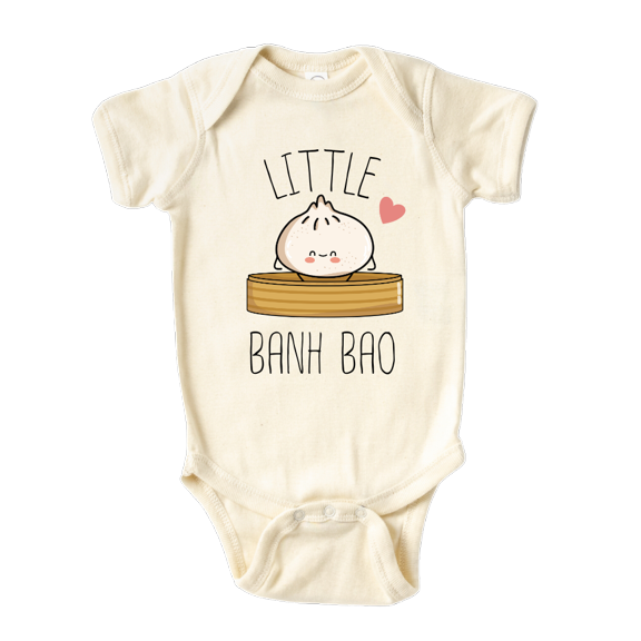 Little Banh Bao Cute Baby Bodysuit Shirt Premium Custom Clothes Unisex Baby Gift for Mom Newborn 3-6m Natural